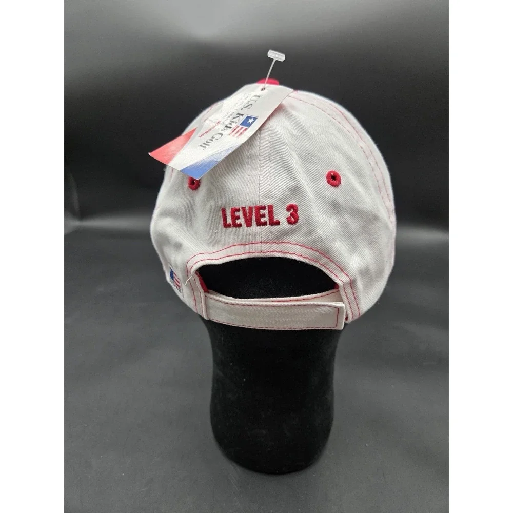US Kids Golf White Red Embroidered Adjustable Baseball Cap Youth L/XL PGA Logo